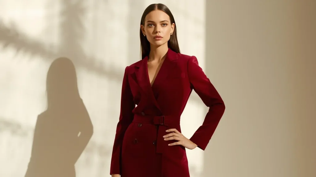 create image in which women wore cherry dress according to US